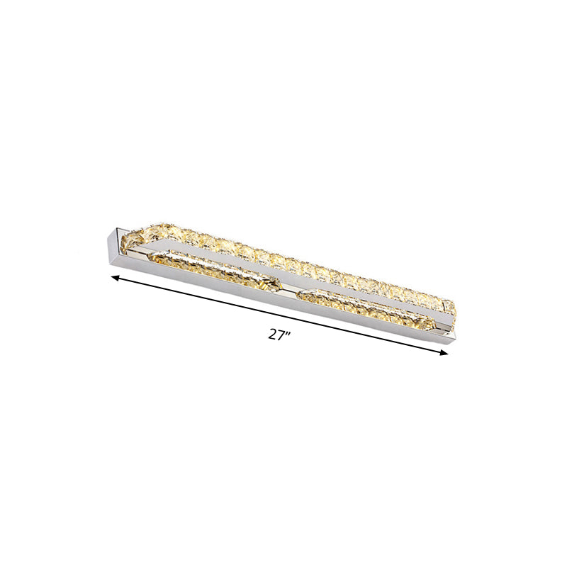 Linear Wall Mounted Light Modern Clear/Amber Crystal Vanity Sconce in Warm/White Light for Bathroom, 16"/22"/27" Long Clearhalo 'Modern wall lights' 'Modern' 'Vanity Lights' 'Wall Lights' Lighting' 139372