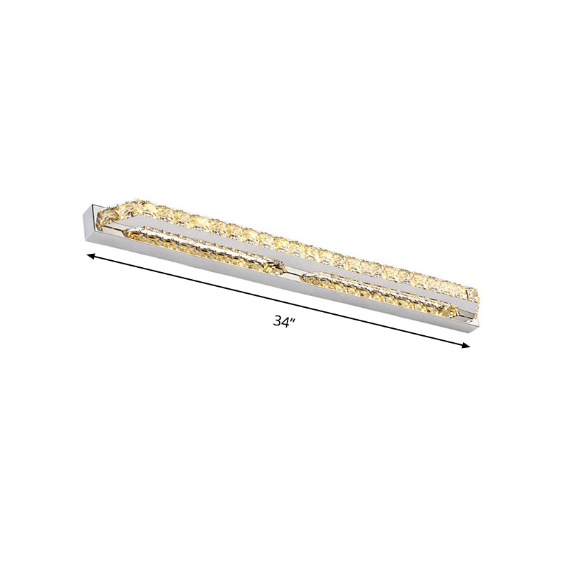 Linear Wall Mounted Light Modern Clear/Amber Crystal Vanity Sconce in Warm/White Light for Bathroom, 16"/22"/27" Long Clearhalo 'Modern wall lights' 'Modern' 'Vanity Lights' 'Wall Lights' Lighting' 139373