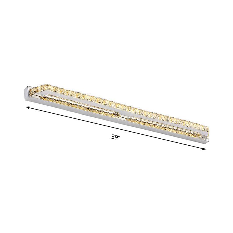 Linear Wall Mounted Light Modern Clear/Amber Crystal Vanity Sconce in Warm/White Light for Bathroom, 16"/22"/27" Long Clearhalo 'Modern wall lights' 'Modern' 'Vanity Lights' 'Wall Lights' Lighting' 139374