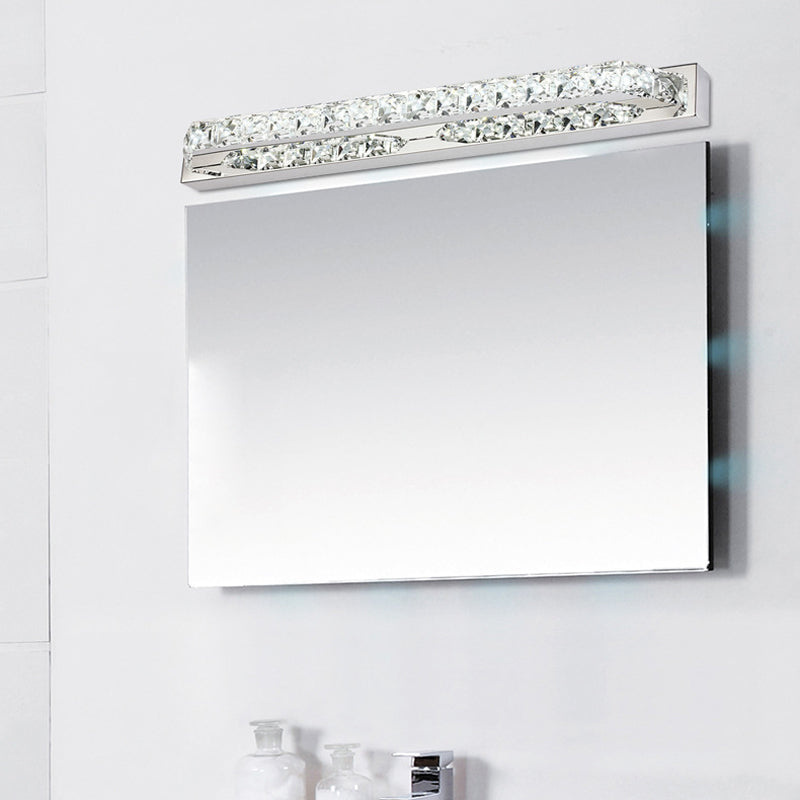 Linear Wall Mounted Light Modern Clear/Amber Crystal Vanity Sconce in Warm/White Light for Bathroom, 16"/22"/27" Long Clear Clearhalo 'Modern wall lights' 'Modern' 'Vanity Lights' 'Wall Lights' Lighting' 139376