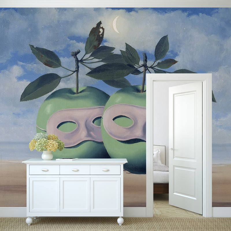 Surreal Hesitation Waltz Mural Decal in Blue-Green Stain Proof Wall Decor for Bedroom Blue-Green Clearhalo 'Wall Decor' 'Wall Mural' 1393762