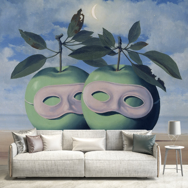 Surreal Hesitation Waltz Mural Decal in Blue-Green Stain Proof Wall Decor for Bedroom Clearhalo 'Wall Decor' 'Wall Mural' 1393763