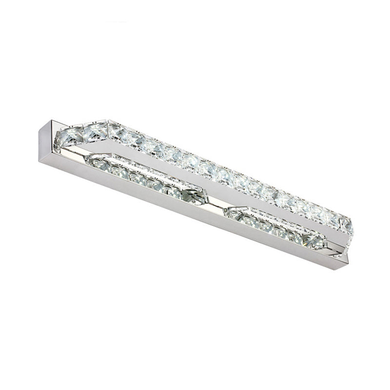 Linear Wall Mounted Light Modern Clear/Amber Crystal Vanity Sconce in Warm/White Light for Bathroom, 16"/22"/27" Long Clearhalo 'Modern wall lights' 'Modern' 'Vanity Lights' 'Wall Lights' Lighting' 139377