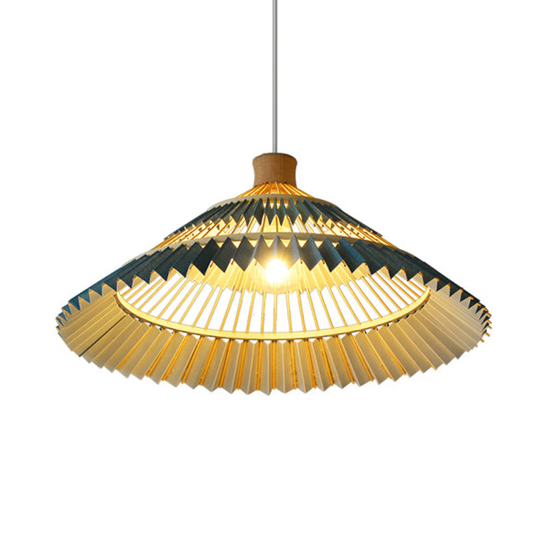 Blue Conical Shade Hanging Pendant Lamp South-East Asia 1 Head Bamboo Ceiling Lighting over Table, 16"/19.5" W Clearhalo 'Ceiling Lights' 'Modern Pendants' 'Modern' 'Pendant Lights' 'Pendants' Lighting' 139409