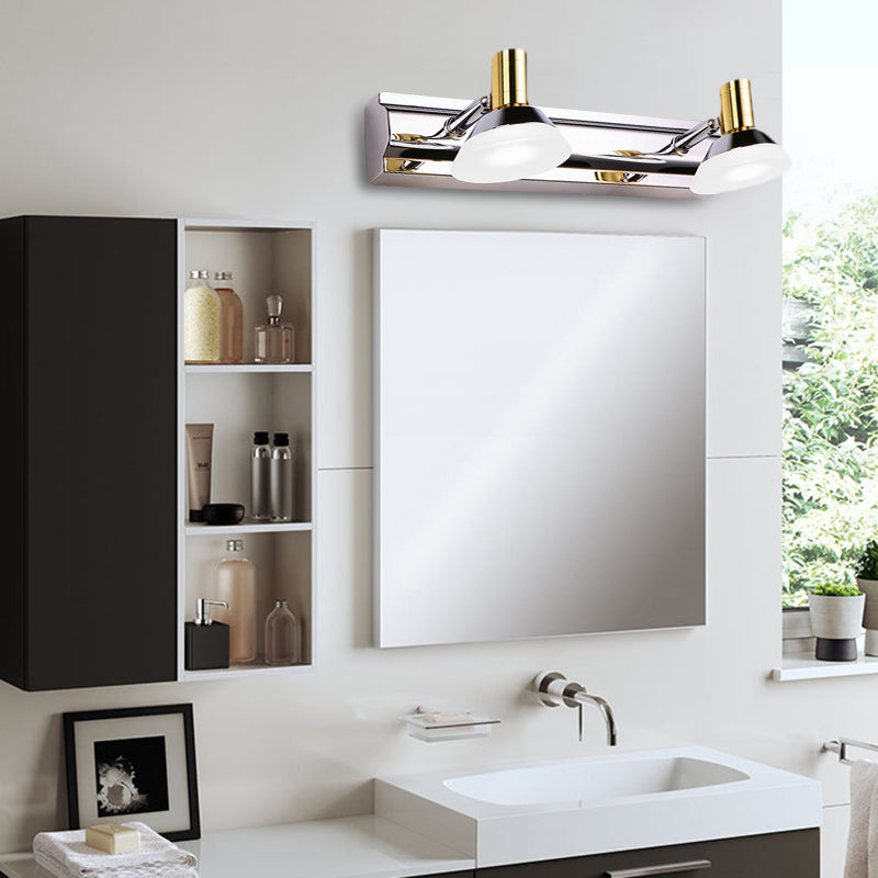 Linear Wall Light Modern Stainless Steel 2/3 Lights Silver Vanity Lamp with Acrylic Cone Shade in Warm/White Lighting 2.0 Silver Clearhalo 'Modern wall lights' 'Modern' 'Vanity Lights' 'Wall Lights' Lighting' 139479