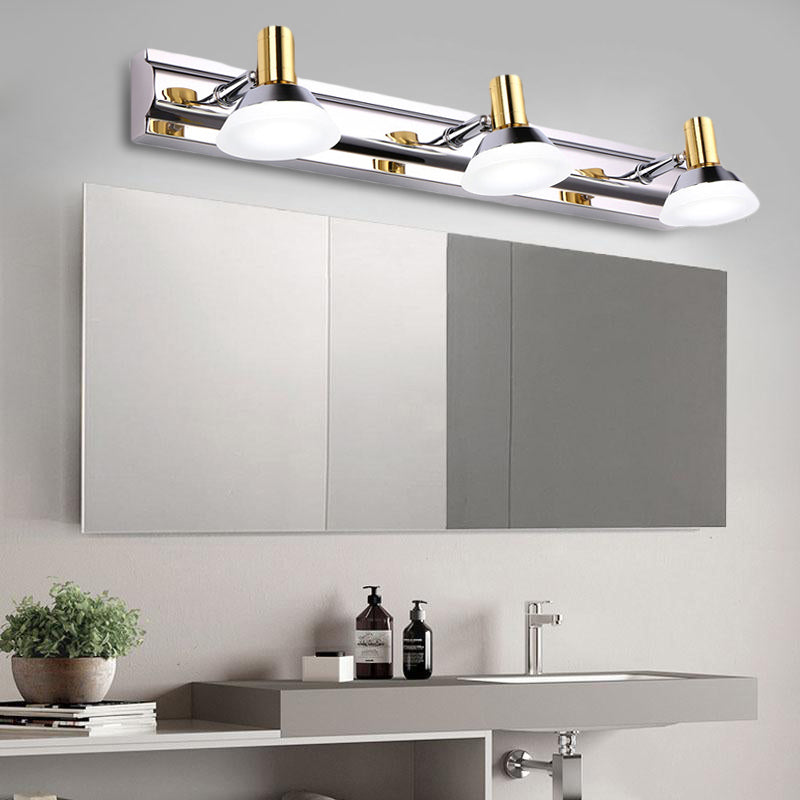 Linear Wall Light Modern Stainless Steel 2/3 Lights Silver Vanity Lamp with Acrylic Cone Shade in Warm/White Lighting Clearhalo 'Modern wall lights' 'Modern' 'Vanity Lights' 'Wall Lights' Lighting' 139485