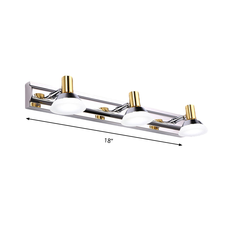 Linear Wall Light Modern Stainless Steel 2/3 Lights Silver Vanity Lamp with Acrylic Cone Shade in Warm/White Lighting Clearhalo 'Modern wall lights' 'Modern' 'Vanity Lights' 'Wall Lights' Lighting' 139488