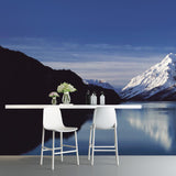 Tranquil Lake Landscape Wall Mural for Home Snowy Mountain Wall Art, Customized Size Clearhalo 'Wall Decor' 'Wall Mural' 1394988