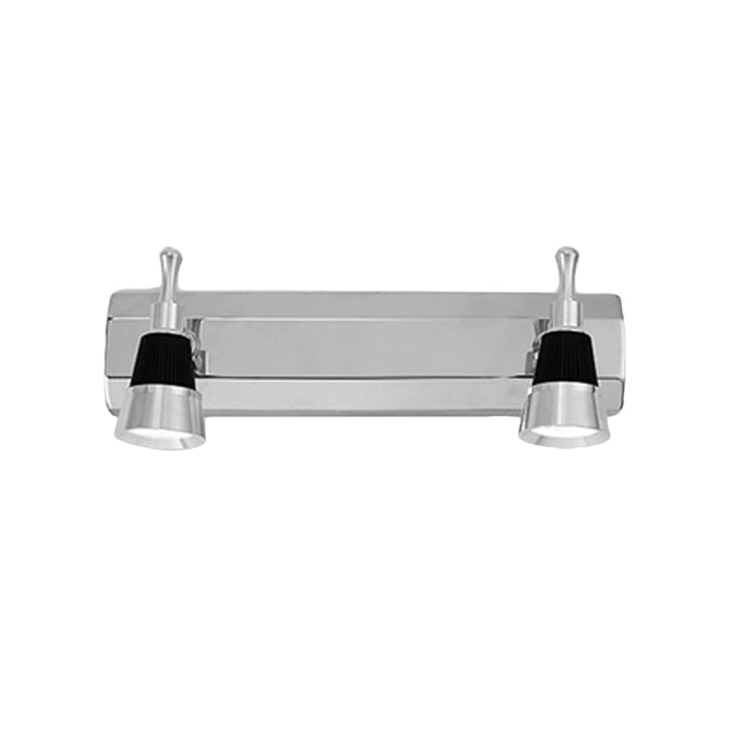 Modernist Cone Vanity Light Aluminum Warm/White Lighting 2/3-Light Bathroom Wall Lamp in Stainless Steel Clearhalo 'Cast Iron' 'Glass' 'Industrial' 'Modern wall lights' 'Modern' 'Tiffany' 'Traditional wall lights' 'Vanity Lights' 'Wall Lights' Lighting' 139510