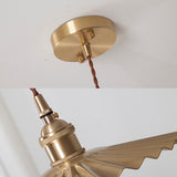 Vintage Industrial Scalloped Hanging Lamp 1 Head Metallic Pendant Light in Brass for Dining Table Clearhalo 'Art Deco Pendants' 'Cast Iron' 'Ceiling Lights' 'Ceramic' 'Crystal' 'Industrial Pendants' 'Industrial' 'Metal' 'Middle Century Pendants' 'Pendant Lights' 'Pendants' 'Tiffany' Lighting' 139534