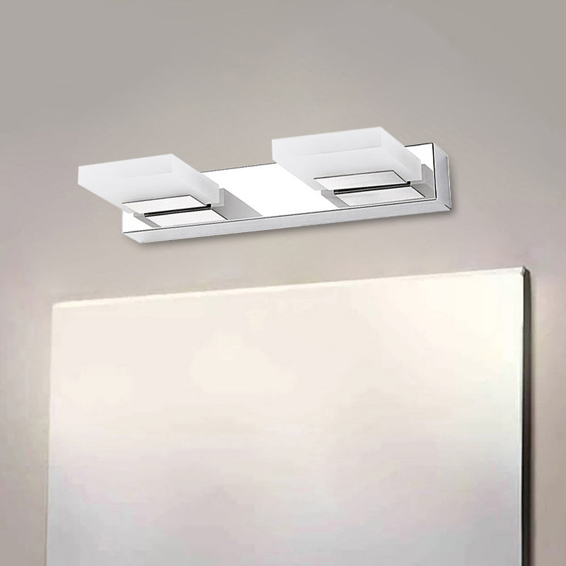 2/3/5 Lights Bathroom Vanity Light with Brick Acrylic Shade Chrome Wall Mounted Sconce in Warm/White Light 2.0 Chrome Clearhalo 'Modern wall lights' 'Modern' 'Vanity Lights' 'Wall Lights' Lighting' 139535