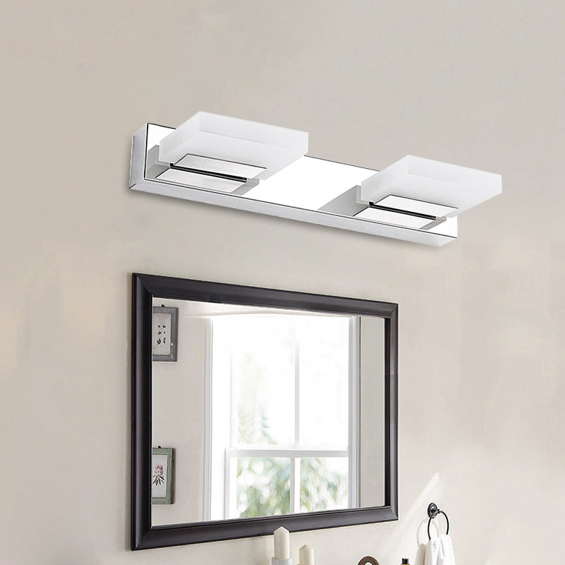 2/3/5 Lights Bathroom Vanity Light with Brick Acrylic Shade Chrome Wall Mounted Sconce in Warm/White Light Clearhalo 'Modern wall lights' 'Modern' 'Vanity Lights' 'Wall Lights' Lighting' 139536