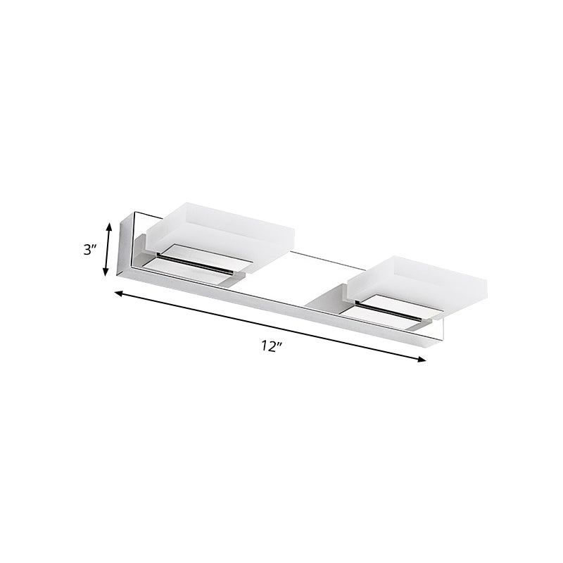 2/3/5 Lights Bathroom Vanity Light with Brick Acrylic Shade Chrome Wall Mounted Sconce in Warm/White Light Clearhalo 'Modern wall lights' 'Modern' 'Vanity Lights' 'Wall Lights' Lighting' 139538