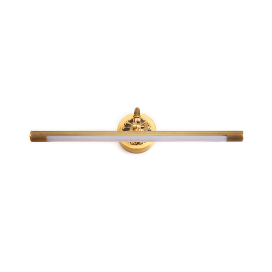Brass Finish Tubular Wall Sconce Light Modernism Integrated LED Metal Vanity Lighting for Bathroom, 17"/22" W Clearhalo 'Cast Iron' 'Glass' 'Industrial' 'Modern wall lights' 'Modern' 'Tiffany' 'Traditional wall lights' 'Vanity Lights' 'Wall Lights' Lighting' 139558