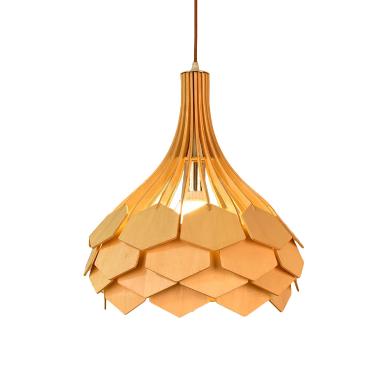 Pine Cone Hanging Light Fixture Modern Style Wood 1 Bulb Red/Blue Pendant Lamp for Dining Room Clearhalo 'Ceiling Lights' 'Modern Pendants' 'Modern' 'Pendant Lights' 'Pendants' Lighting' 139569
