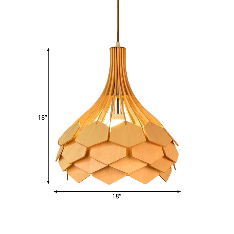 Pine Cone Hanging Light Fixture Modern Style Wood 1 Bulb Red/Blue Pendant Lamp for Dining Room Clearhalo 'Ceiling Lights' 'Modern Pendants' 'Modern' 'Pendant Lights' 'Pendants' Lighting' 139570