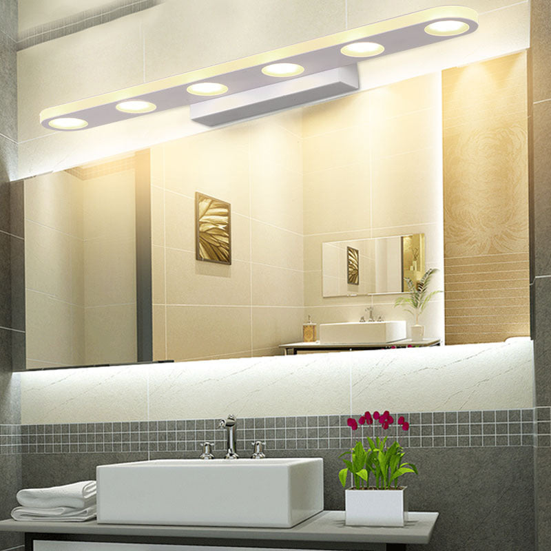 Oblong Bathroom LED Vanity Light Acrylic 4/6 Lights Simplicity Wall Mounted Mirror Lighting in Warm/White Clearhalo 'Modern wall lights' 'Modern' 'Vanity Lights' 'Wall Lights' Lighting' 139579