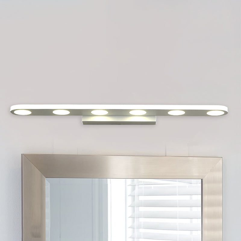 Oblong Bathroom LED Vanity Light Acrylic 4/6 Lights Simplicity Wall Mounted Mirror Lighting in Warm/White 6.0 White White Clearhalo 'Modern wall lights' 'Modern' 'Vanity Lights' 'Wall Lights' Lighting' 139580