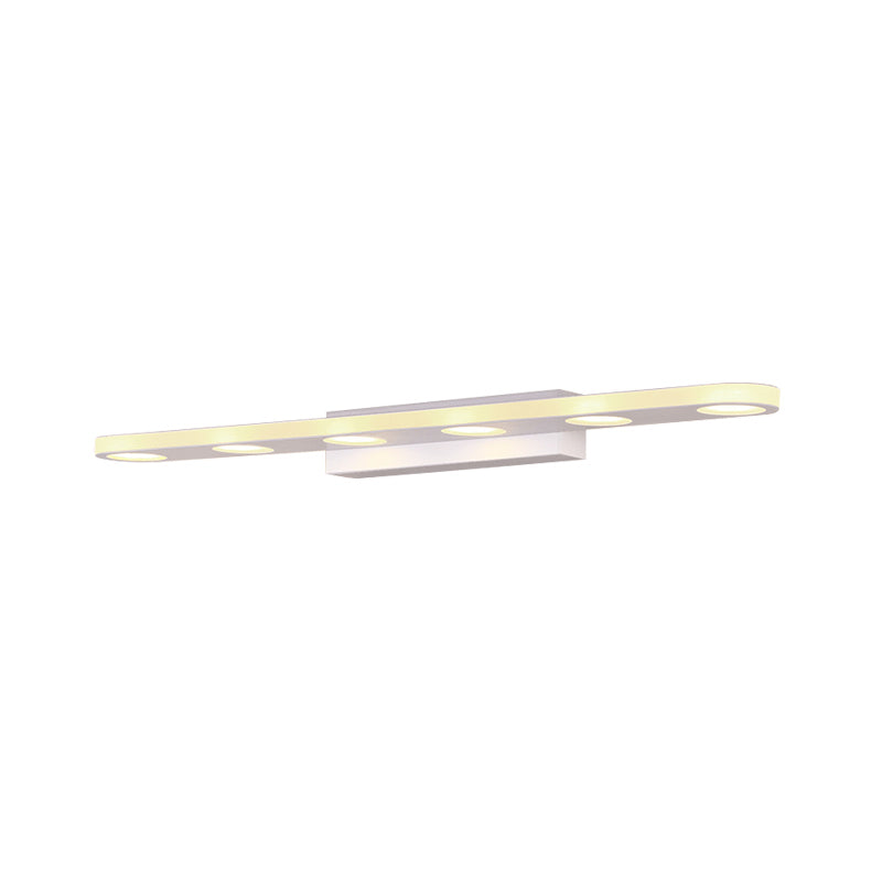 Oblong Bathroom LED Vanity Light Acrylic 4/6 Lights Simplicity Wall Mounted Mirror Lighting in Warm/White Clearhalo 'Modern wall lights' 'Modern' 'Vanity Lights' 'Wall Lights' Lighting' 139581