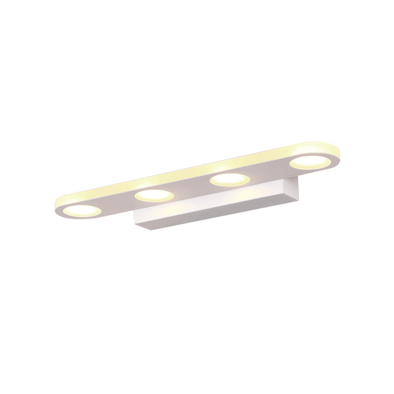 Oblong Bathroom LED Vanity Light Acrylic 4/6 Lights Simplicity Wall Mounted Mirror Lighting in Warm/White Clearhalo 'Modern wall lights' 'Modern' 'Vanity Lights' 'Wall Lights' Lighting' 139585