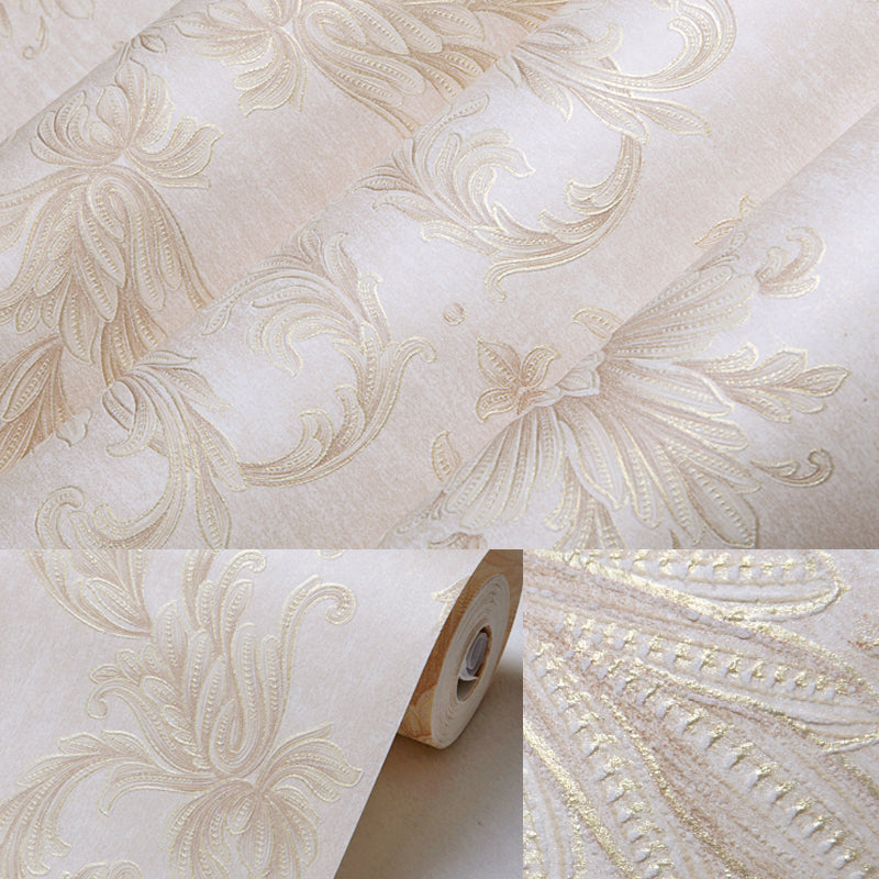 Light Color Damask Wallpaper Flower Pattern Rustic Waterproof Wall Covering  for Home - Clearhalo