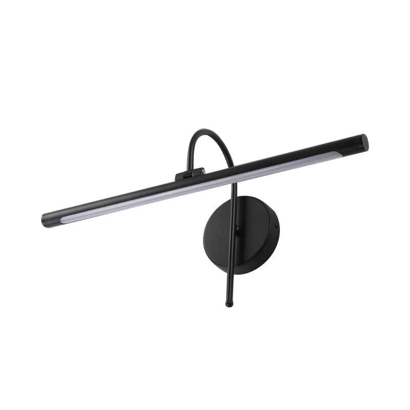 Contemporary LED Wall Lamp with Metal Shade Black/Nickel Tubular Shaped Vanity Lamp over Mirror, 16"/20" Diameter Clearhalo 'Cast Iron' 'Glass' 'Industrial' 'Modern wall lights' 'Modern' 'Tiffany' 'Traditional wall lights' 'Vanity Lights' 'Wall Lights' Lighting' 139660