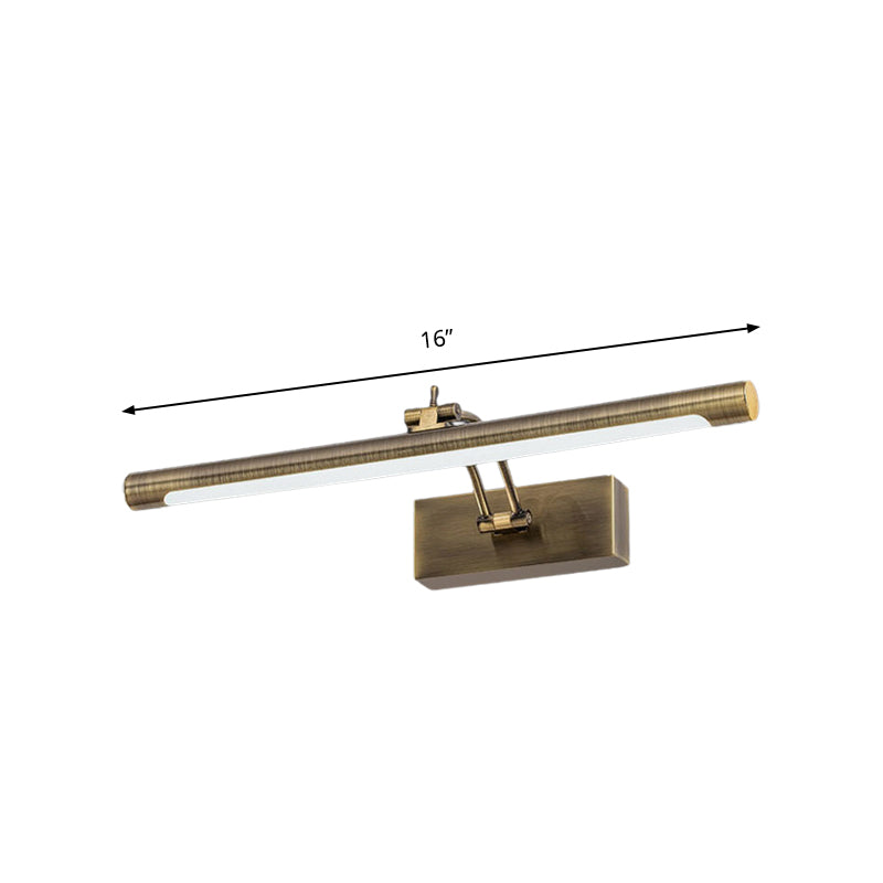 Brass/Gold Finish Tubular Wall Lamp Vintage 16"/21.5" Diameter LED Acrylic and Metallic Vanity Lighting for Bathroom Clearhalo 'Cast Iron' 'Glass' 'Industrial' 'Modern wall lights' 'Modern' 'Tiffany' 'Traditional wall lights' 'Vanity Lights' 'Wall Lights' Lighting' 139681