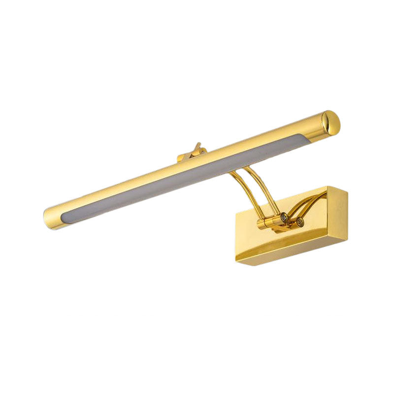 Brass/Gold Finish Tubular Wall Lamp Vintage 16"/21.5" Diameter LED Acrylic and Metallic Vanity Lighting for Bathroom Clearhalo 'Cast Iron' 'Glass' 'Industrial' 'Modern wall lights' 'Modern' 'Tiffany' 'Traditional wall lights' 'Vanity Lights' 'Wall Lights' Lighting' 139688