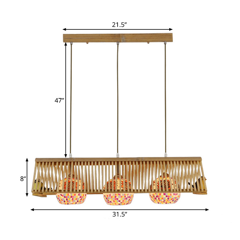 Roof Shaped Hanging Pendant Light Modern Style Wood 1/2-Head Beige Hanging Light Fixture, 16"/19.5" W Clearhalo 'Ceiling Lights' 'Island Lights' Lighting' 139712