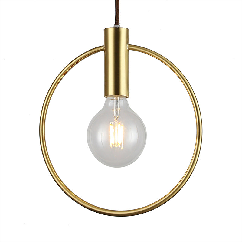Vintage Circular Hanging Ceiling Light with Open Bulb 1 Light Metal Pendant Lamp in Gold for Hallway Clearhalo 'Art Deco Pendants' 'Cast Iron' 'Ceiling Lights' 'Ceramic' 'Crystal' 'Industrial Pendants' 'Industrial' 'Metal' 'Middle Century Pendants' 'Pendant Lights' 'Pendants' 'Tiffany' Lighting' 139767