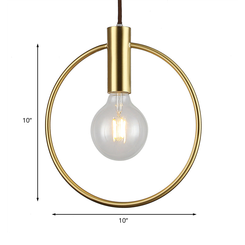 Vintage Circular Hanging Ceiling Light with Open Bulb 1 Light Metal Pendant Lamp in Gold for Hallway Clearhalo 'Art Deco Pendants' 'Cast Iron' 'Ceiling Lights' 'Ceramic' 'Crystal' 'Industrial Pendants' 'Industrial' 'Metal' 'Middle Century Pendants' 'Pendant Lights' 'Pendants' 'Tiffany' Lighting' 139768