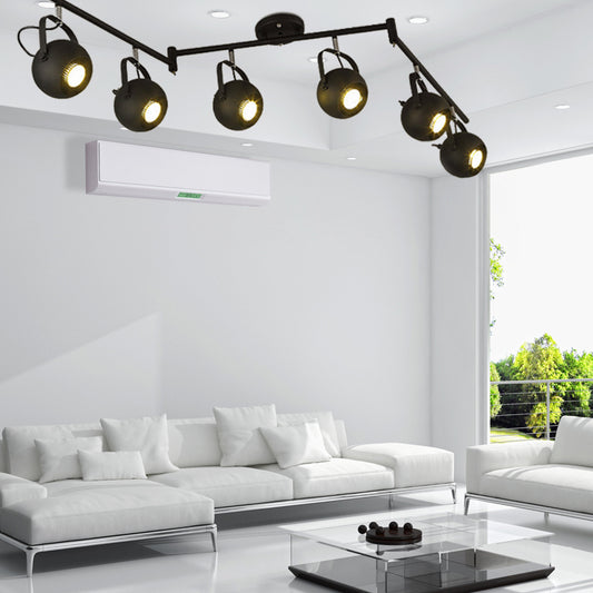 2/3/4-Bulb Ball Shade Track Light Industrial Style Black Metallic Rotatable Semi Flush Mount Light for Living Room 6 Black Clearhalo 'Ceiling Lights' 'Close To Ceiling Lights' 'Close to ceiling' 'Semi-flushmount' Lighting' 139820