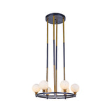 Black-Gold Globe Ceiling Chandelier Nordic Style 6/8 Lights Frosted Glass Drop Pendant with Ring Design Clearhalo 'Ceiling Lights' 'Chandeliers' 'Glass shade' 'Glass' 'Modern Chandeliers' 'Modern' Lighting' 1399208