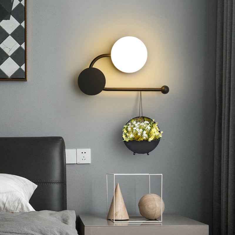 Round Wall Sconce Light Nordic Style PVC Single Bulb Black and Gold Wall Mounted Lamp Black-Gold B Clearhalo 'Cast Iron' 'Glass' 'Industrial' 'Modern wall lights' 'Modern' 'Tiffany' 'Traditional wall lights' 'Wall Lamps & Sconces' 'Wall Lights' Lighting' 1399301