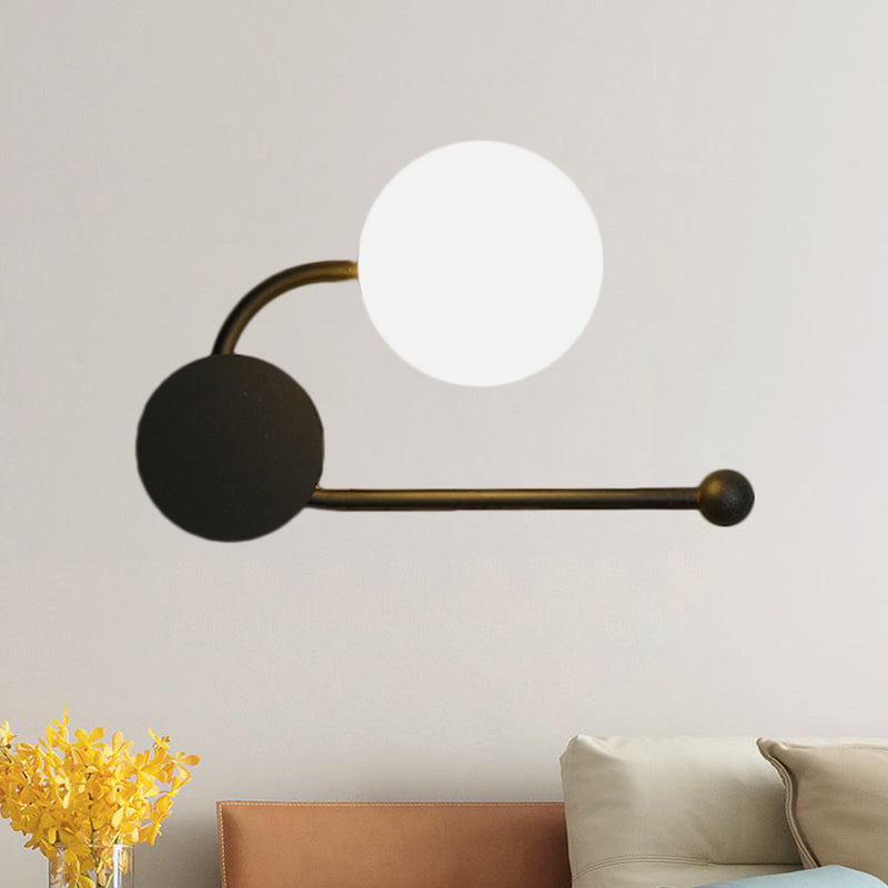Round Wall Sconce Light Nordic Style PVC Single Bulb Black and Gold Wall Mounted Lamp Clearhalo 'Cast Iron' 'Glass' 'Industrial' 'Modern wall lights' 'Modern' 'Tiffany' 'Traditional wall lights' 'Wall Lamps & Sconces' 'Wall Lights' Lighting' 1399302
