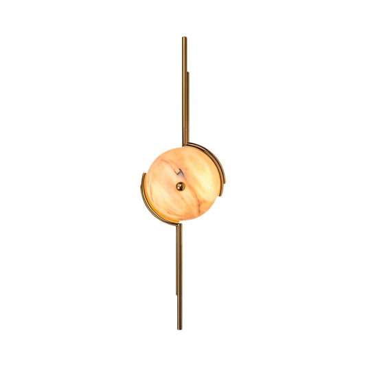 Gold Circular Wall Light Post Modern 2-Head Marble LED Wall Lighting Fixture for Bedroom Clearhalo 'Cast Iron' 'Glass' 'Industrial' 'Modern wall lights' 'Modern' 'Tiffany' 'Traditional wall lights' 'Wall Lamps & Sconces' 'Wall Lights' Lighting' 1399322