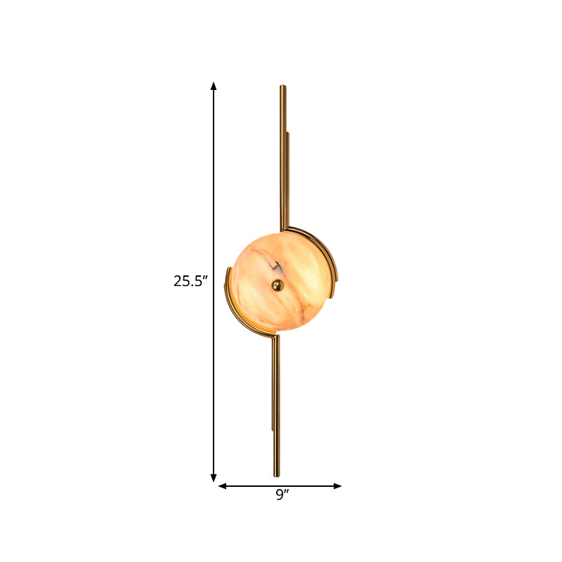 Gold Circular Wall Light Post Modern 2-Head Marble LED Wall Lighting Fixture for Bedroom Clearhalo 'Cast Iron' 'Glass' 'Industrial' 'Modern wall lights' 'Modern' 'Tiffany' 'Traditional wall lights' 'Wall Lamps & Sconces' 'Wall Lights' Lighting' 1399323