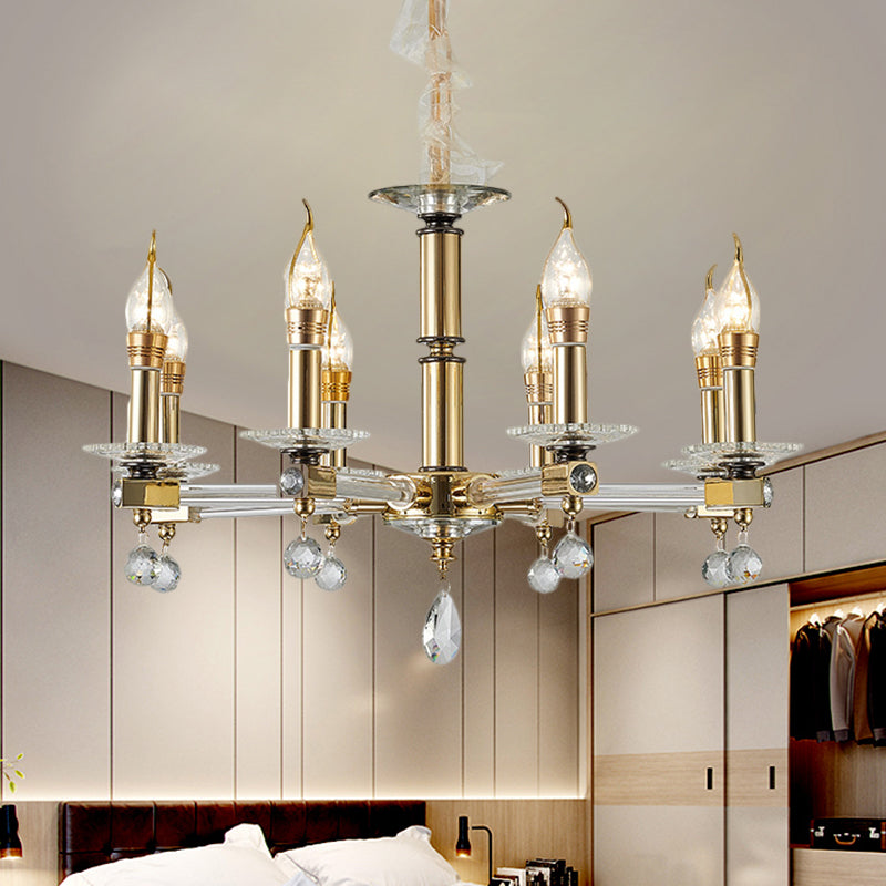 Crystal Draping Gold Chandelier Lighting Candlestick 8 Heads Traditional Drop Pendant Clearhalo 'Ceiling Lights' 'Chandeliers' Lighting' options 1399383