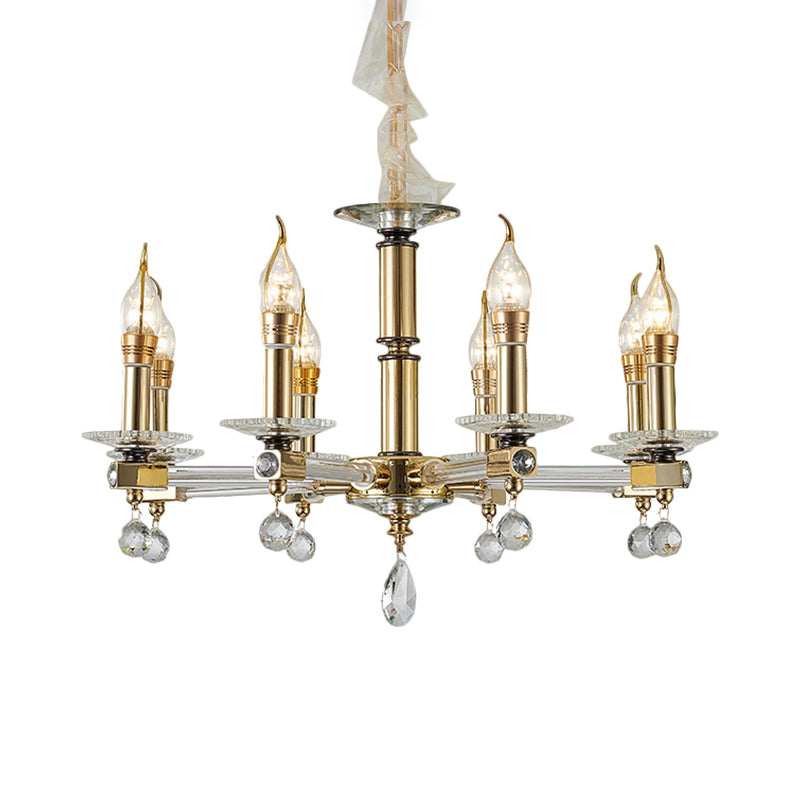 Crystal Draping Gold Chandelier Lighting Candlestick 8 Heads Traditional Drop Pendant Clearhalo 'Ceiling Lights' 'Chandeliers' Lighting' options 1399384