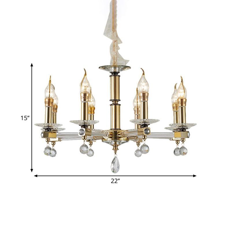 Crystal Draping Gold Chandelier Lighting Candlestick 8 Heads Traditional Drop Pendant Clearhalo 'Ceiling Lights' 'Chandeliers' Lighting' options 1399385