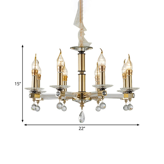 Crystal Draping Gold Chandelier Lighting Candlestick 8 Heads Traditional Drop Pendant Clearhalo 'Ceiling Lights' 'Chandeliers' Lighting' options 1399385