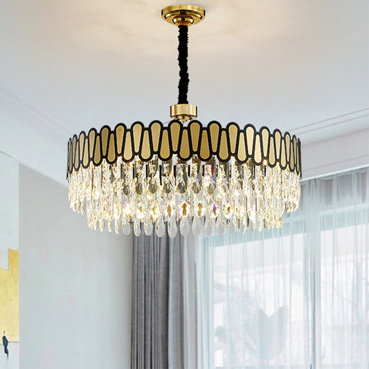 LED Circular Ceiling Pendant Light Contemporary Gold Facing Clear Crystal Drops Chandelier Lighting Gold Clearhalo 'Ceiling Lights' 'Chandeliers' 'Modern Chandeliers' 'Modern' Lighting' 1399441