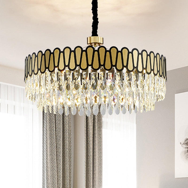 LED Circular Ceiling Pendant Light Contemporary Gold Facing Clear Crystal Drops Chandelier Lighting Clearhalo 'Ceiling Lights' 'Chandeliers' 'Modern Chandeliers' 'Modern' Lighting' 1399442