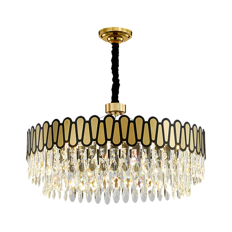 LED Circular Ceiling Pendant Light Contemporary Gold Facing Clear Crystal Drops Chandelier Lighting Clearhalo 'Ceiling Lights' 'Chandeliers' 'Modern Chandeliers' 'Modern' Lighting' 1399443