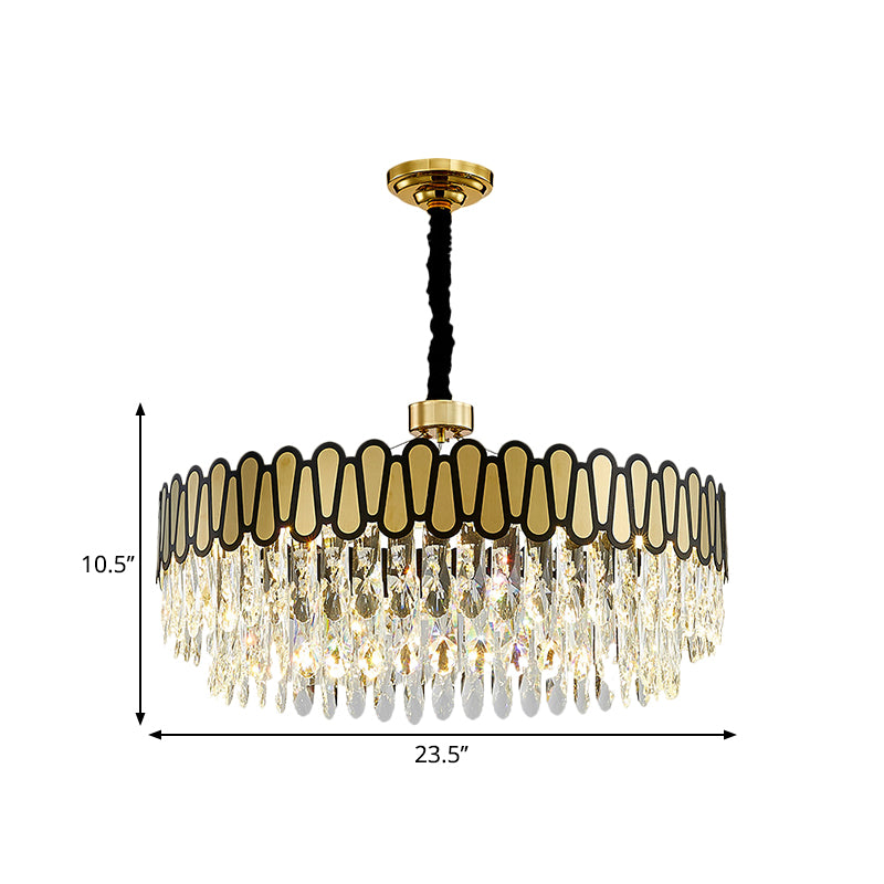 LED Circular Ceiling Pendant Light Contemporary Gold Facing Clear Crystal Drops Chandelier Lighting Clearhalo 'Ceiling Lights' 'Chandeliers' 'Modern Chandeliers' 'Modern' Lighting' 1399444