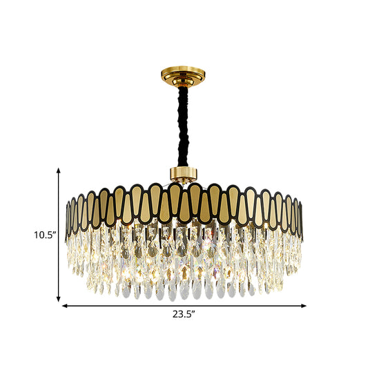 LED Circular Ceiling Pendant Light Contemporary Gold Facing Clear Crystal Drops Chandelier Lighting Clearhalo 'Ceiling Lights' 'Chandeliers' 'Modern Chandeliers' 'Modern' Lighting' 1399444