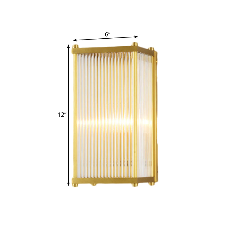 Cuboid Bedroom Wall Sconce Light Modern Translucent Crystal 1/2 Head Gold Surface Wall Sconce, 12"/19.5" Wide Clearhalo 'Modern wall lights' 'Modern' 'Wall Lamps & Sconces' 'Wall Lights' Lighting' 1399503