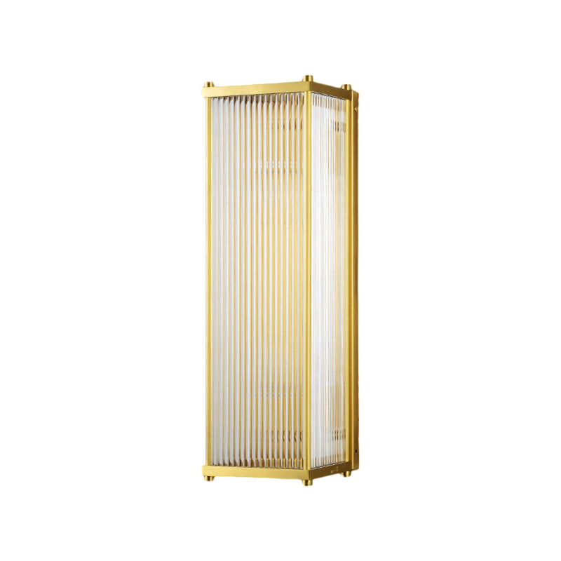 Cuboid Bedroom Wall Sconce Light Modern Translucent Crystal 1/2 Head Gold Surface Wall Sconce, 12"/19.5" Wide Clearhalo 'Modern wall lights' 'Modern' 'Wall Lamps & Sconces' 'Wall Lights' Lighting' 1399507