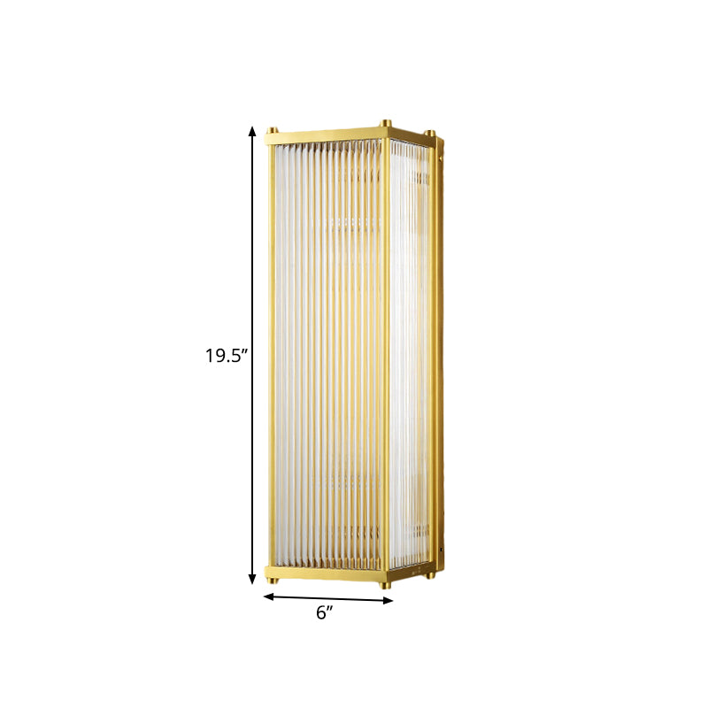 Cuboid Bedroom Wall Sconce Light Modern Translucent Crystal 1/2 Head Gold Surface Wall Sconce, 12"/19.5" Wide Clearhalo 'Modern wall lights' 'Modern' 'Wall Lamps & Sconces' 'Wall Lights' Lighting' 1399508