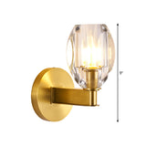 Contemporary Oval Ball Wall Light Fixture 1 Bulb Clear Crystal Wall Mounted Lighting in Gold Clearhalo 'Modern wall lights' 'Modern' 'Wall Lamps & Sconces' 'Wall Lights' Lighting' 1399512